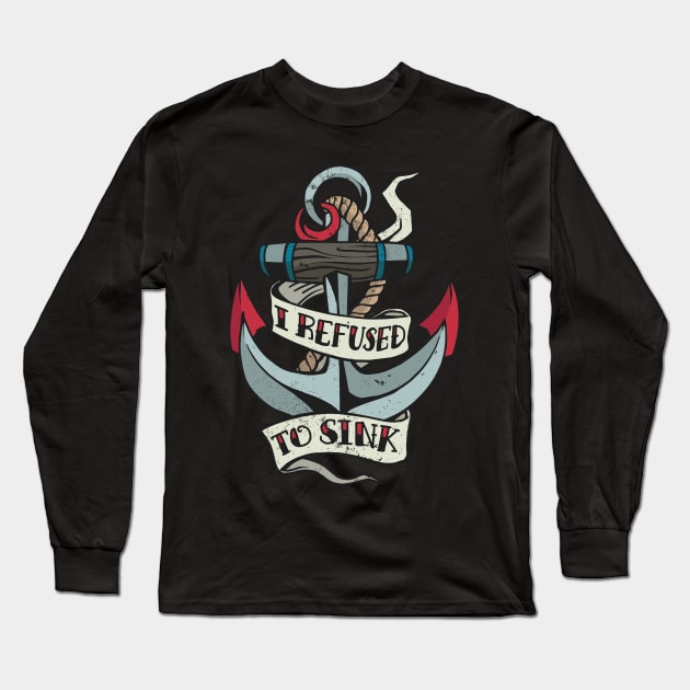 Sailor Anchor Chain Hip-hop and Rock Blackstyle Long Sleeve T-Shirt by OfCA Design